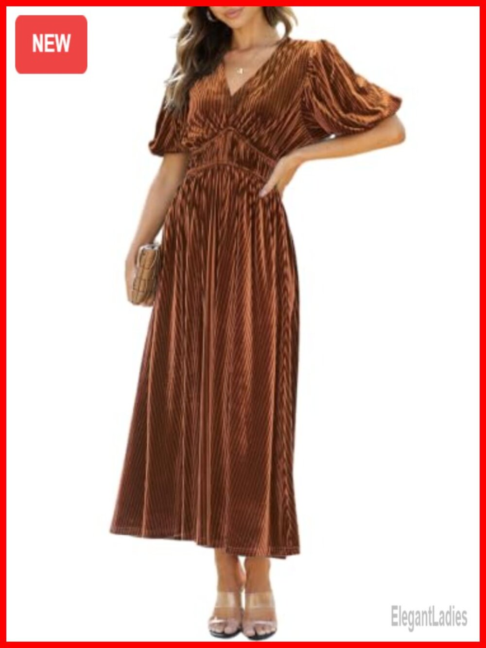 Velvet Maxi Dress V-Neck A-Line Wedding Guest Cocktail Formal